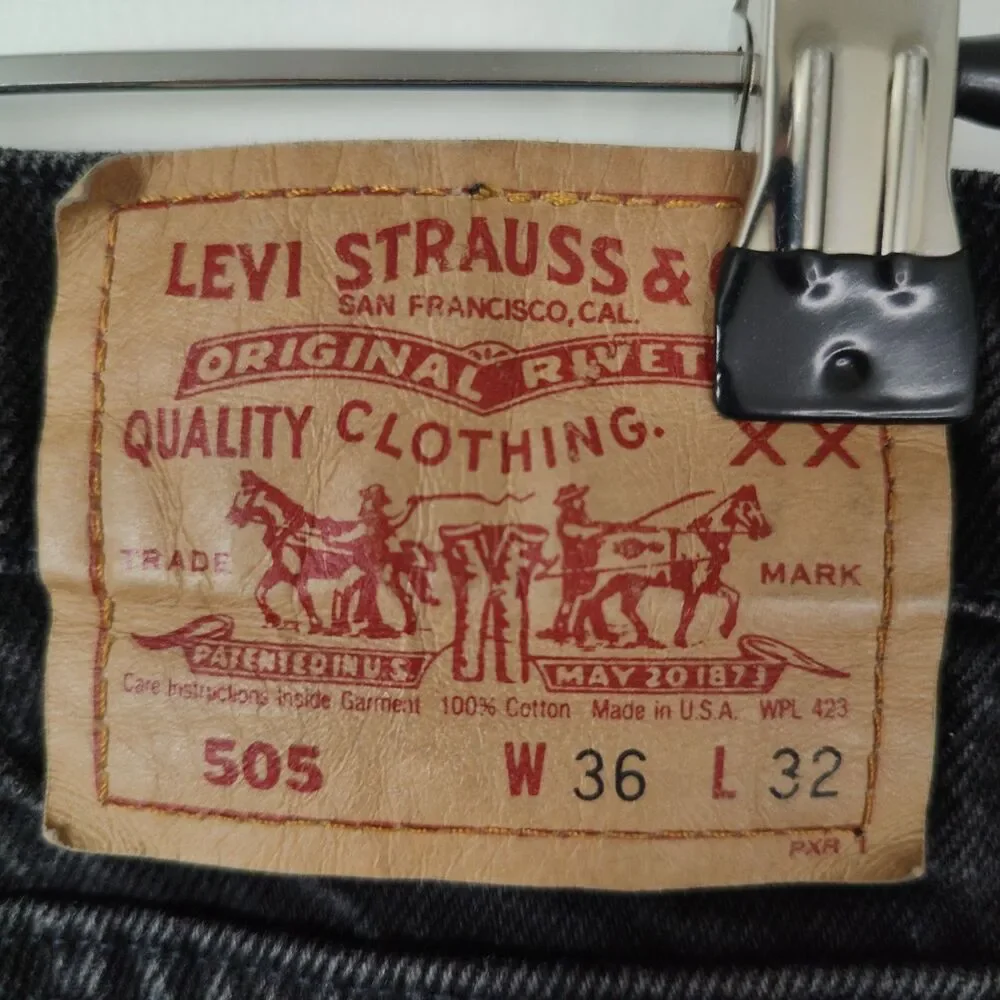 Vintage Levis 505 Black Straight Jeans Mens 34x33 (Tag 36x32) Made in USA